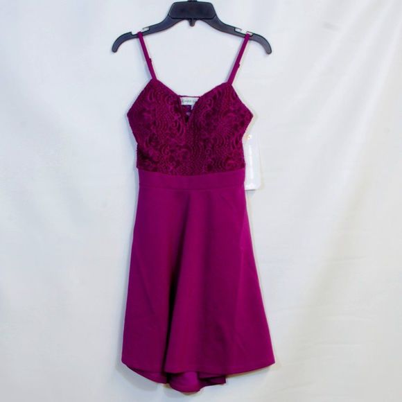Almost Famous Purple Lace Paisley Spaghetti Strap Mini Dress NWT - Picture 1 of 6